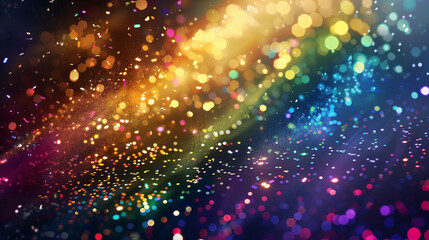 Fototapeta premium Colorful confetti and sparkles floating against a vibrant background, creating a festive and celebratory atmosphere. Perfect for party, celebration, or festival themes.