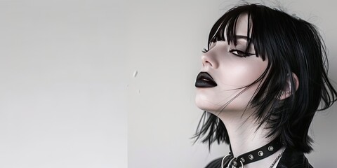 Generation Z goth - young white woman with black hair and pale makeup