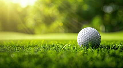 Obraz premium golf ball against golf course background