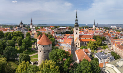 Fototapeta premium Aerial drone photo of the Tallinn old town in Estonia