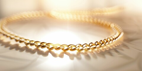 Elegant Gold Necklace on Soft Background. Generative ai