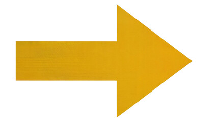 Yellow Arrow with Textured Paint Effect. Transparent Background