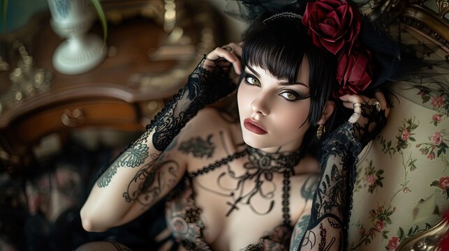 gothic woman dressed as an imp