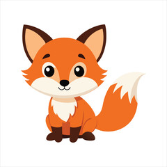 Cartoon cute baby fox vector illustration