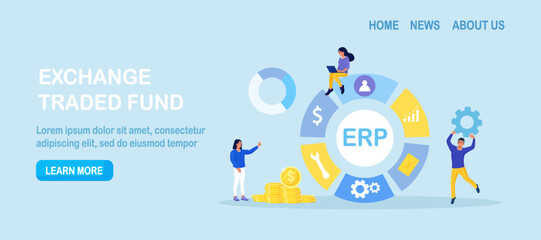 ERP Enterprise resource planning, productivity and company enhancement. Business integration, productivity and company enhancement. Business character consulting of financial operation