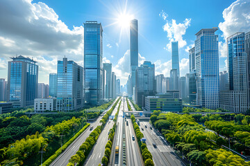 Vibrant Skyline and Intricate Urban Architecture: A Mesmerizing Daytime View of Xinyi City