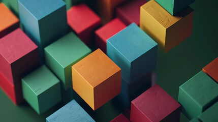 Obraz premium A vibrant pyramid made of colorful cubes.