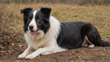 Fototapeta premium Playful Border Collie Canine Companion in Black and White
