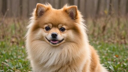 Pomeranian Charm Adorable Fluffy Companion in Soft Pastel Background