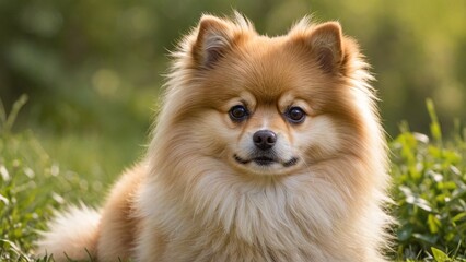 Pomeranian Charm Adorable Fluffy Companion in Soft Pastel Background