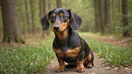 Adorable Dachshund Playful Canine Companion in Vintage Sepia Tones