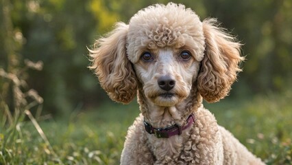 Graceful White Poodle Pose Elegant Canine Companion in Monochrome