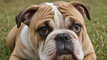 Fototapeta premium Majestic Bulldog Capturing Strength and Loyalty in Monochrome