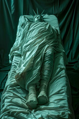 Statue of Liberty dead in a hospital morgue