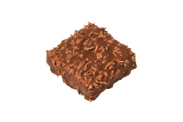 Chocolate coconut wafer bar isolated on white background.