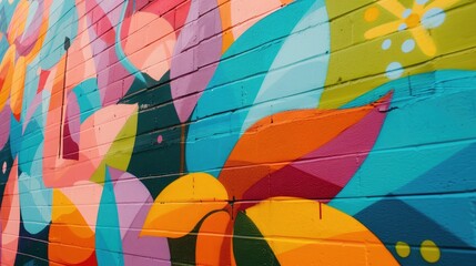 Fototapeta premium A colorful mural on a city wall, symbolizing artistic expression and joy