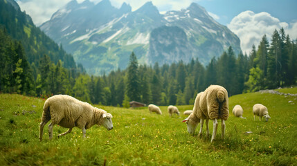 Naklejka premium Sheep pasture