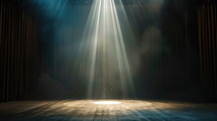Obraz premium A dimly lit stage with a single spotlight in the center