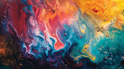The canvas comes alive with a burst of color and liquid joy, as abstract forms mingle with playful splashes, weaving a vibrant tapestry that captures the essence of creativity.