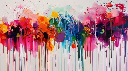 Fototapeta premium The canvas comes alive with a vibrant tapestry of color, where abstract expressionism meets playful splashes of liquid joy, evoking a sense of joy and wonder.