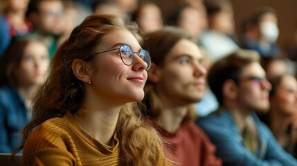 Fototapeta premium Image of a large group of students attending a lecture..