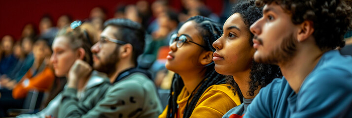 Image of a large group of students attending a lecture..