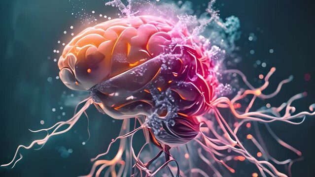 Human brain neon neuro impulse colorful creativity explosion creative splash new ideas plans motivation brainstorm education concept emotional intelligence mindfulness minds science abstract intellect