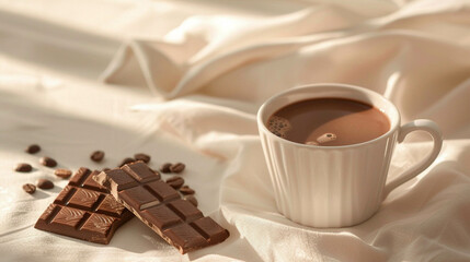 French hot chocolate on a light beige background