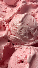 Strawberry ice cream close-up. Vertical photo