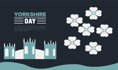 Happy Yorkshire Day, social media post, banner concept, suitable for sale, Great Britain, with White Rose of York