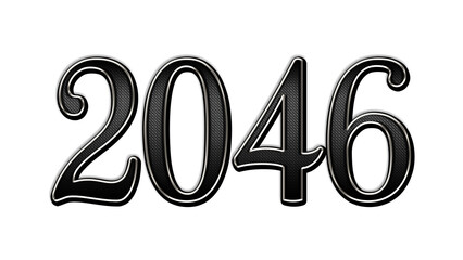 black metal 3d design of number 2046 on white background.