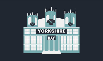 Happy Yorkshire Day, social media post, banner concept, suitable for sale, Great Britain, with White Rose of York
