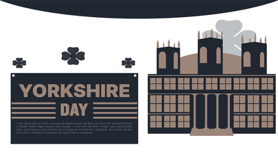 Happy Yorkshire Day, social media post, banner concept, suitable for sale, Great Britain, with White Rose of York