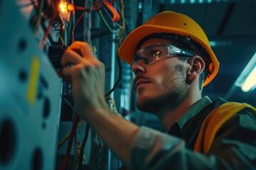Skilled Electrician Installing Solar Panels