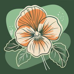 abstract floral background green and orange design, spring, summer