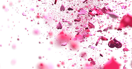  Red heart love confettis. Valentine's day falling