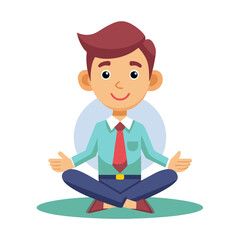 A man is sitting crosslegged in a lotus position