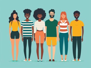Fototapeta premium Diverse Group of People Illustration for Community and Teamwork Concepts