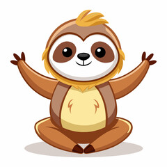 A sloth sits in lotus pose with arms outstretched, cartoon style