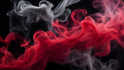 Fototapeta premium A red and white smoke trail with a black background