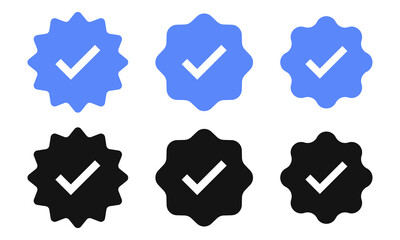 Verified badge icon tick symbol vector approved check mark icon. Blue checkmark icons - Certificate badge Quality certify icon © icons gate