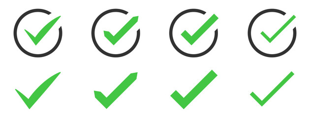 check mark icon button set. check box icon with right or correct buttons and yes checkmark icons in green tick box - checkbox symbol sign. check mark box square frame. vector illustration © icons gate