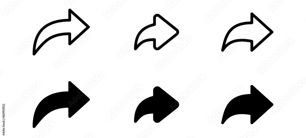 Poster Share icon set. Arrow symbol, Reply send forward icons button. Send message icon. External Link Icon