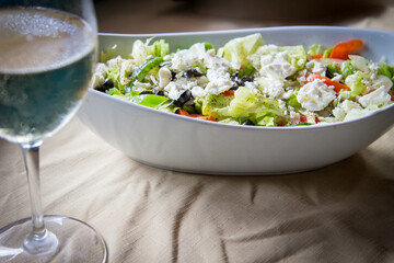 Greek Salad with Wine