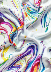 Fototapeta premium Abstract pattern with bright and rich colors. Swirls of many accent colors intertwine against a white background, creating an effect of movement and fluidity. High quality illustration