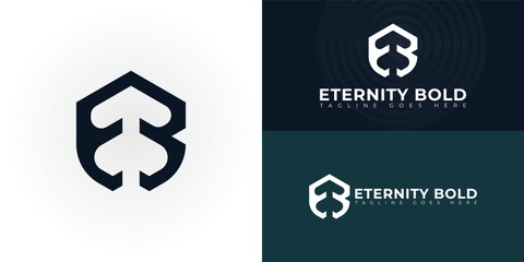 Abstract initial hexagon letters EB or BE logo in blue color isolated on multiple background colors. The logo is suitable for dental office logo vector design illustration inspiration templates.