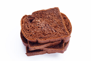 Dark cocoa bread on white background.