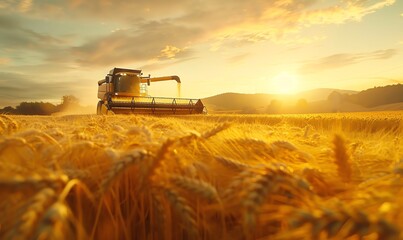 Fototapeta premium Golden Harvest at Sunset