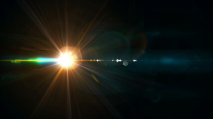 Lens flare effects for overlay designs. Abstract sun burst, digital flare, light lens decoration flash. Blank background