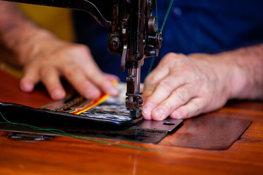 Elaboration of traditional carriel in the beautiful heritage town of Jerico in the department of Antioquia.